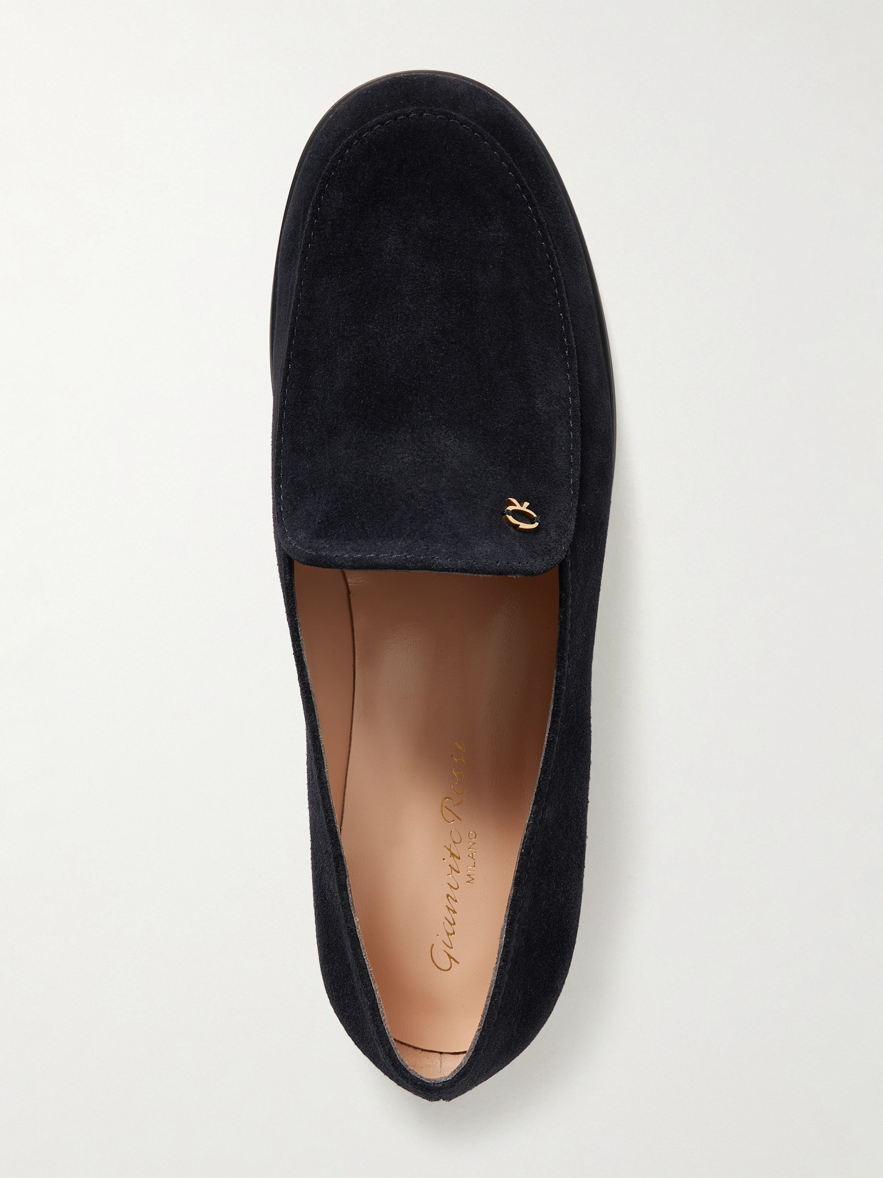 Gianvito Rossi Embellished Suede Loafers In Blue