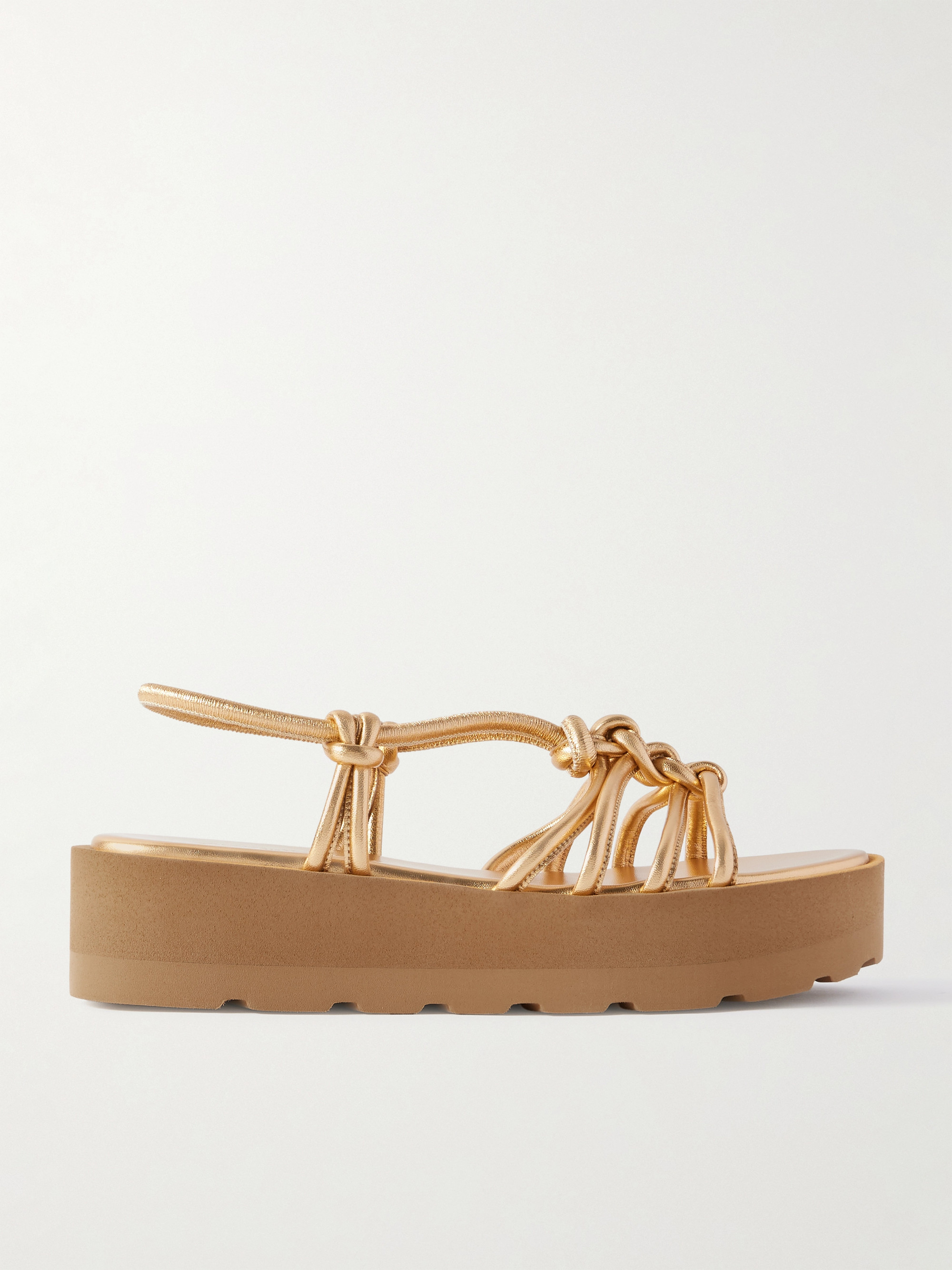 GIANVITO ROSSI - Hebe 45 knotted metallic leather platform sandals