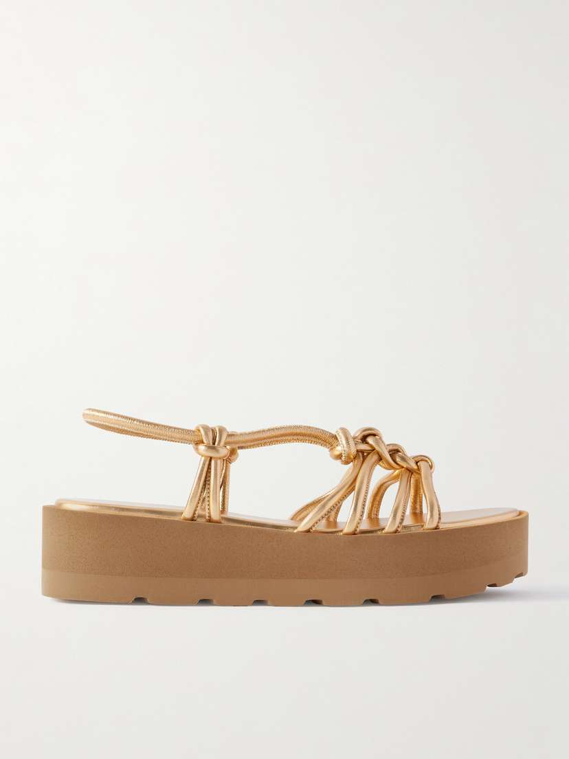 Gianvito Rossi Hebe 45 Knotted Metallic Leather Platform Sandals