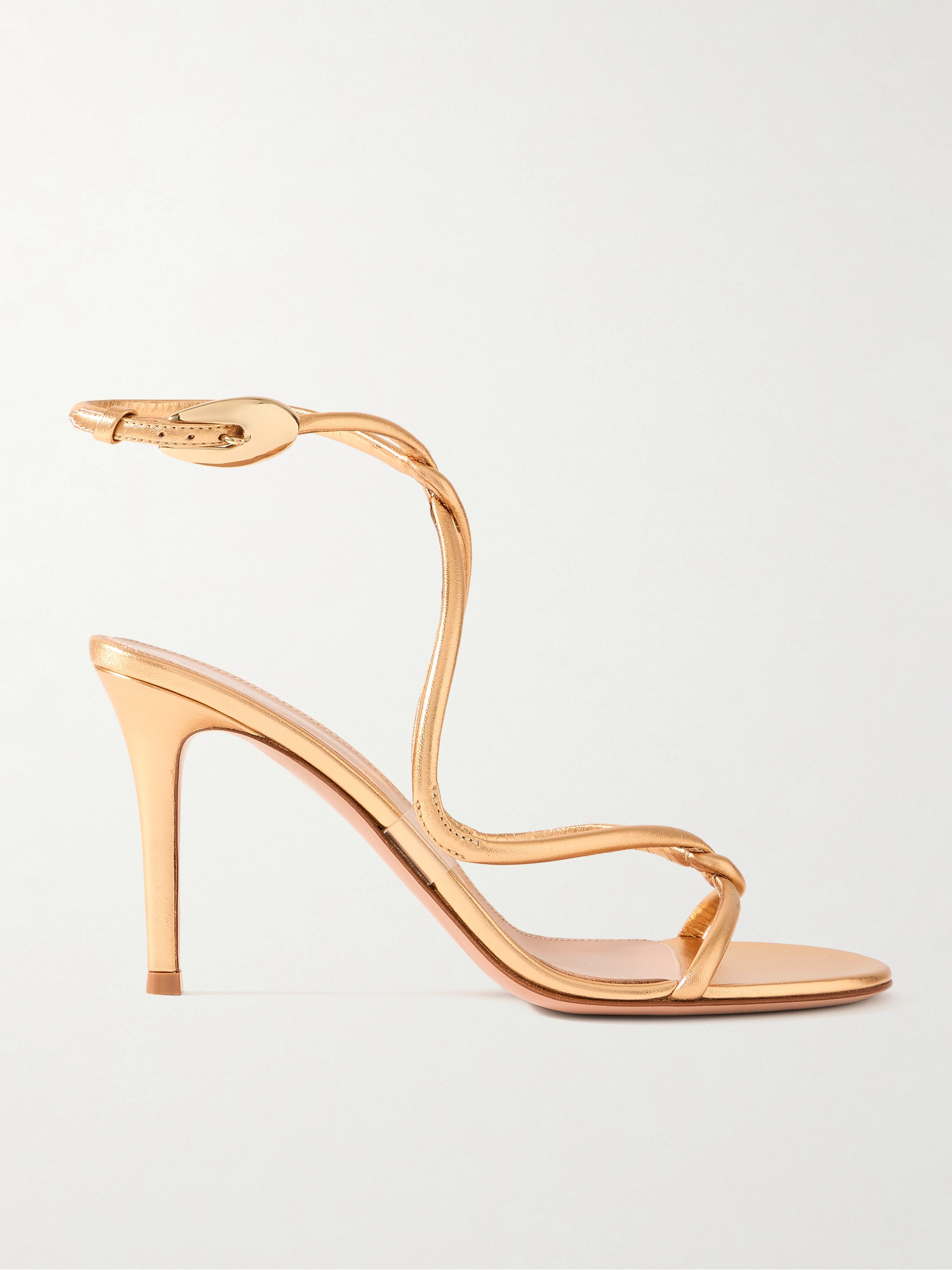GIANVITO ROSSI - Black Mamba 85 metallic leather sandals | Plush