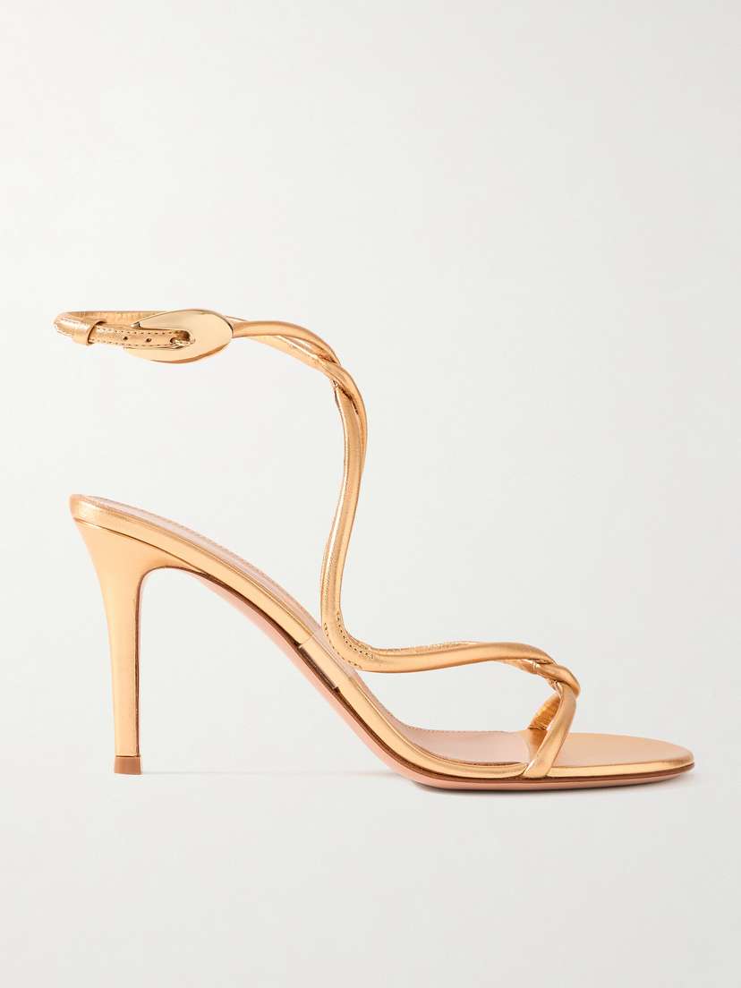 Gianvito Rossi Black Mamba 85 Metallic Leather Sandals