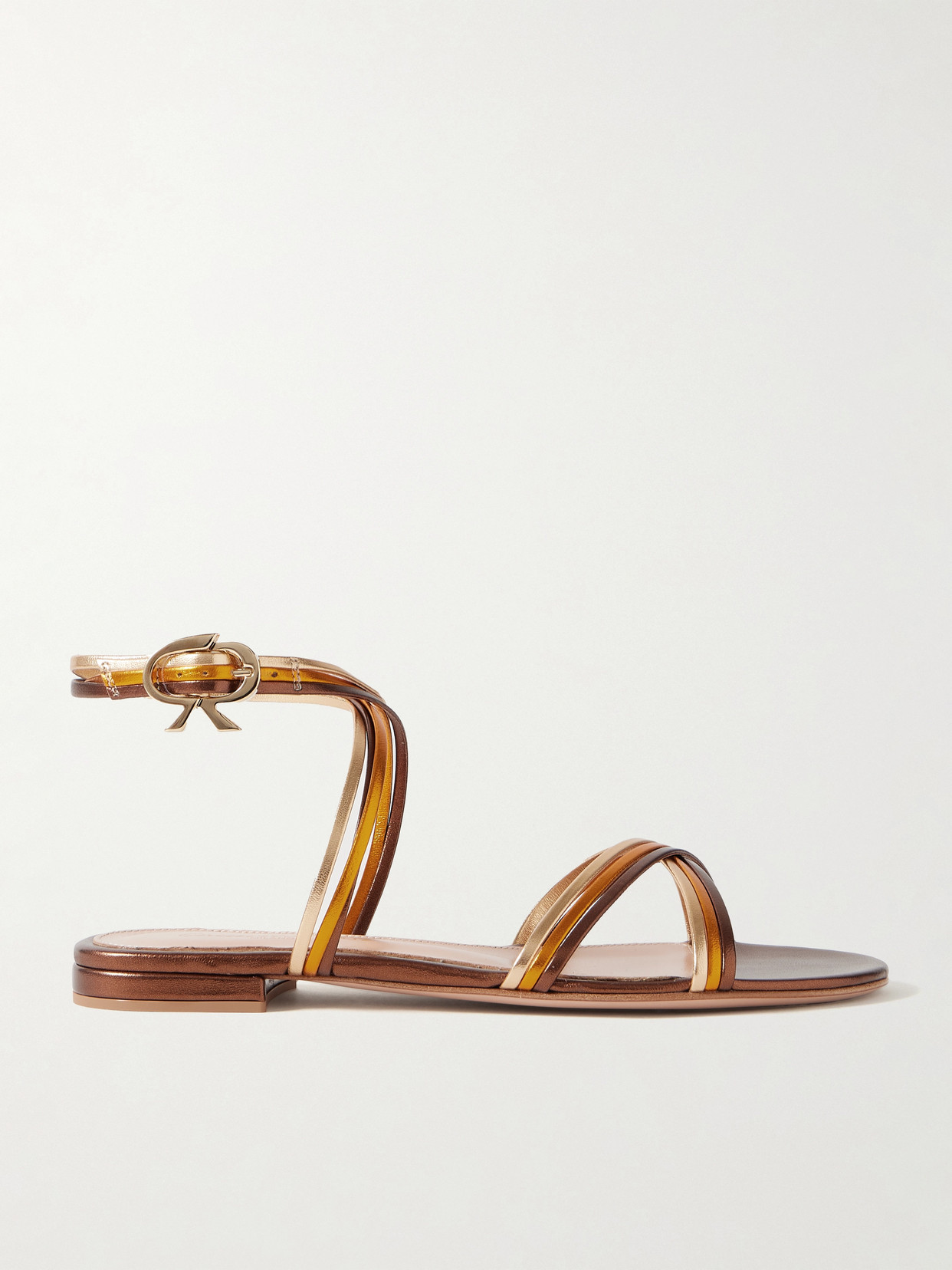 Gianvito Rossi - Calissa Metallic Leather Sandals - Bronze