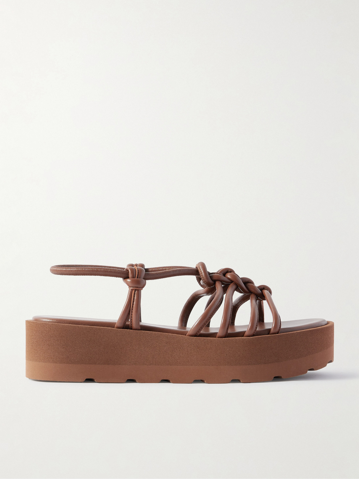 Gianvito Rossi Leather Knotted Strappy Sandals Platform Sole In Brown