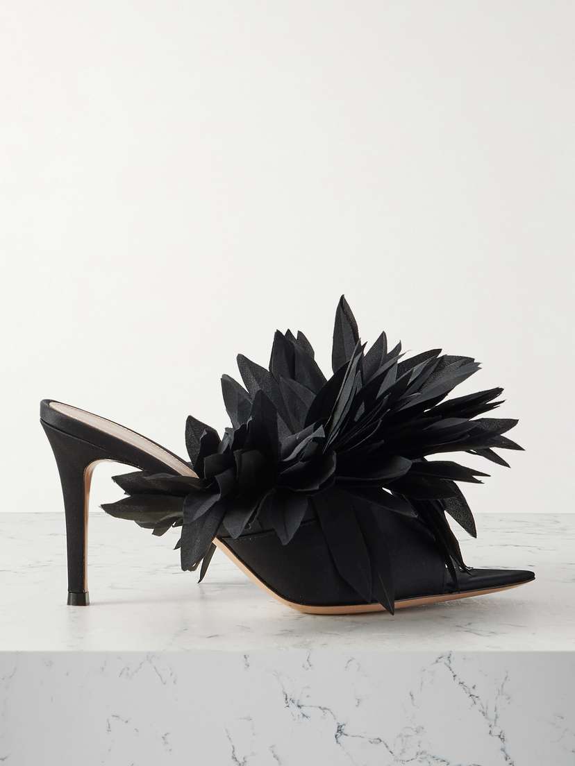 Gianvito Rossi Daniah 85 Fringed Satin Mules