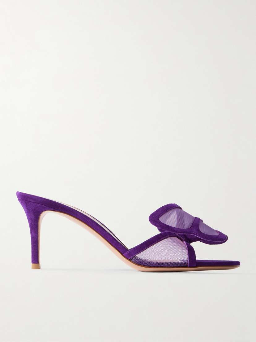 Gianvito Rossi Ilia 75 Mesh-trimmed Suede Sandals