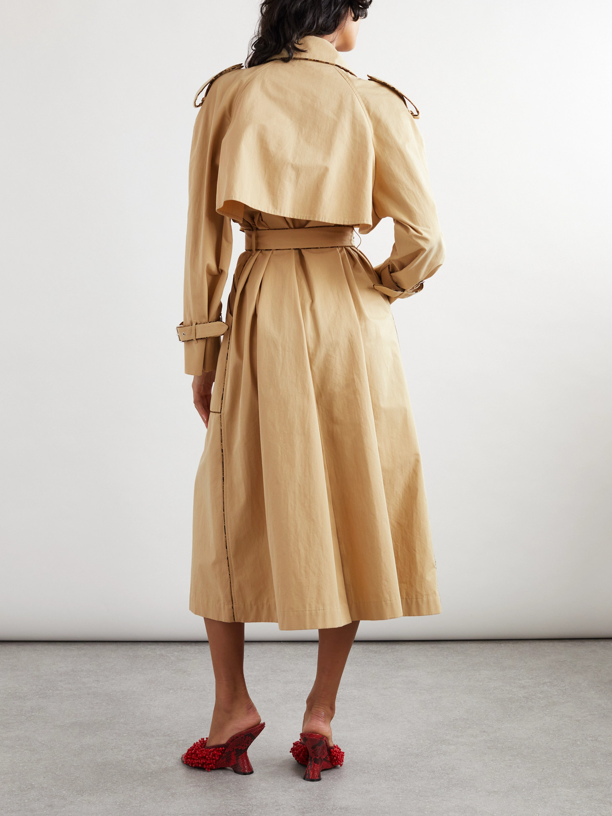 Dries Van Noten Double-breasted Beige Trench Coat In Cotton In Neutrals