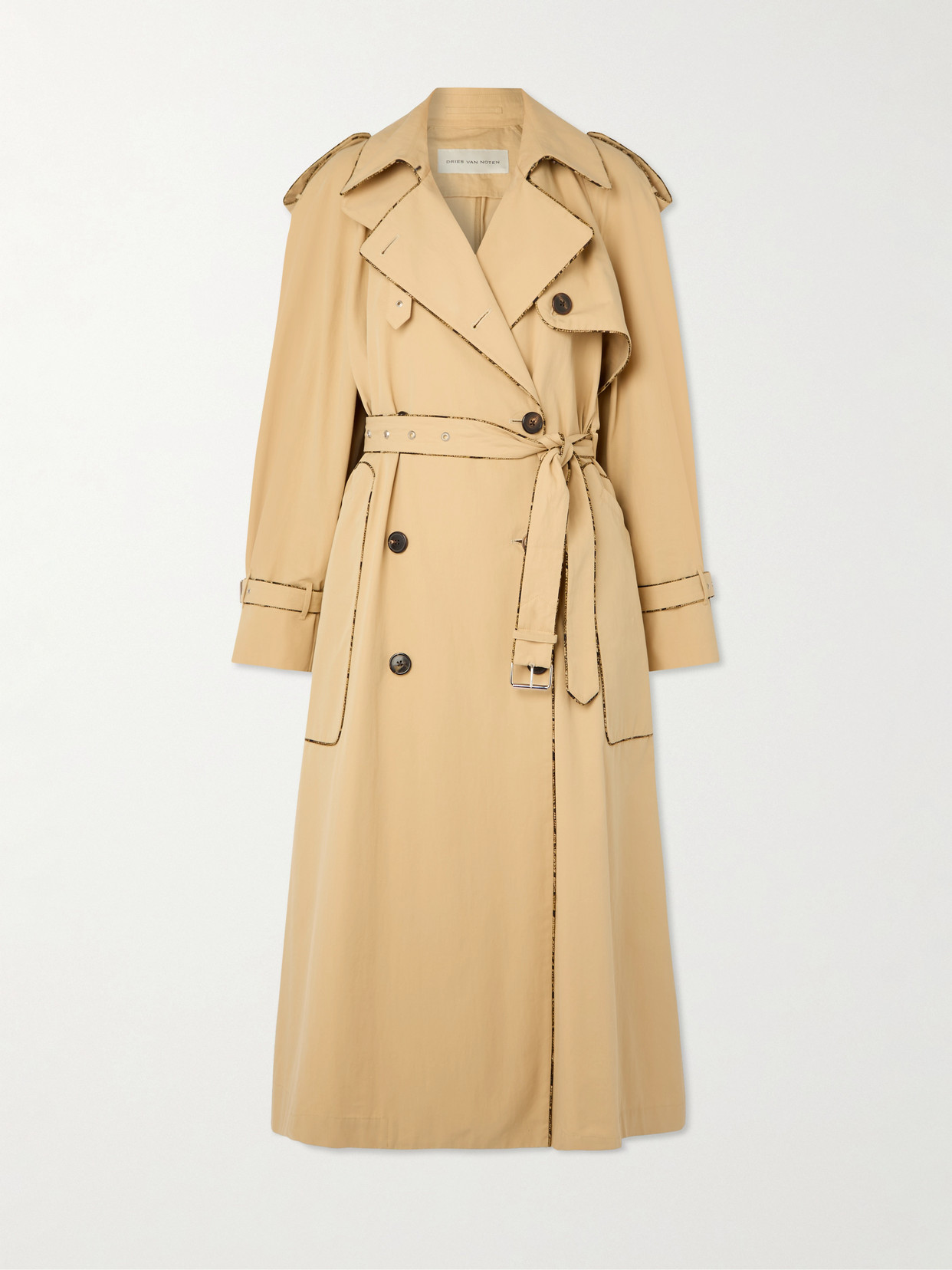 Dries Van Noten Risto Washed Cotton Poplin Trench Coat In Neutrals