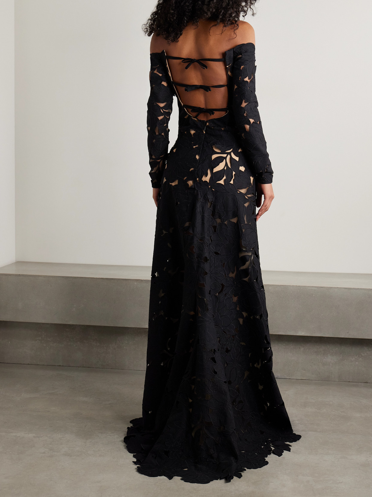 Costarellos Kasia Off-the-shoulder Corded Lace Gown