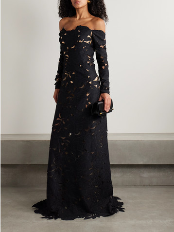 Costarellos Kasia off-the-shoulder corded lace gown