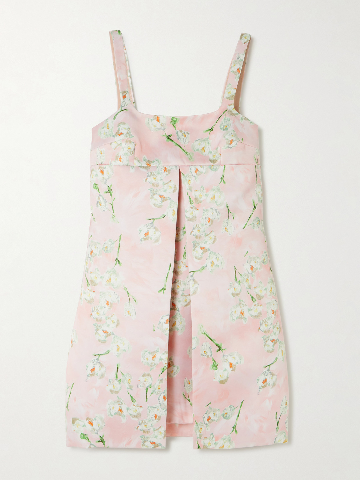 Emilia Wickstead Levisa Pleated Floral-print Satin Mini Dress In Pink