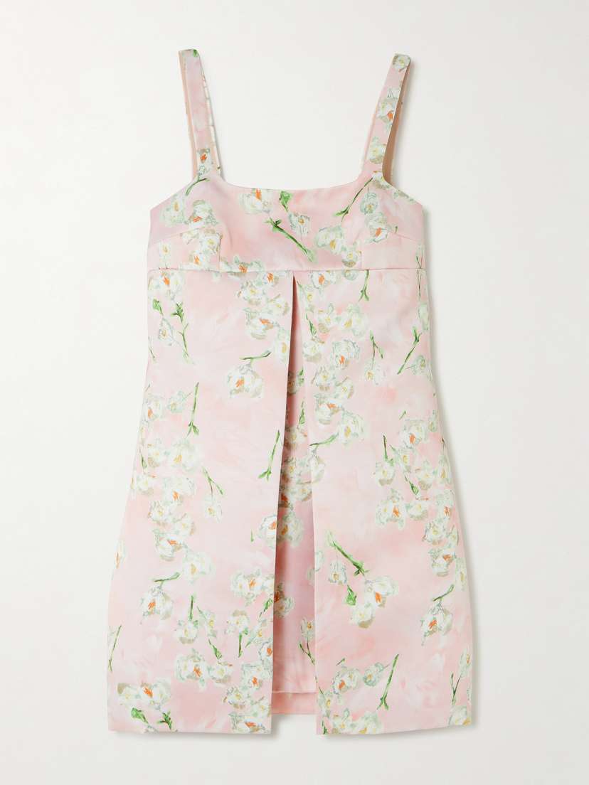 Emilia Wickstead Levisa Pleated Floral-print Satin Mini Dress