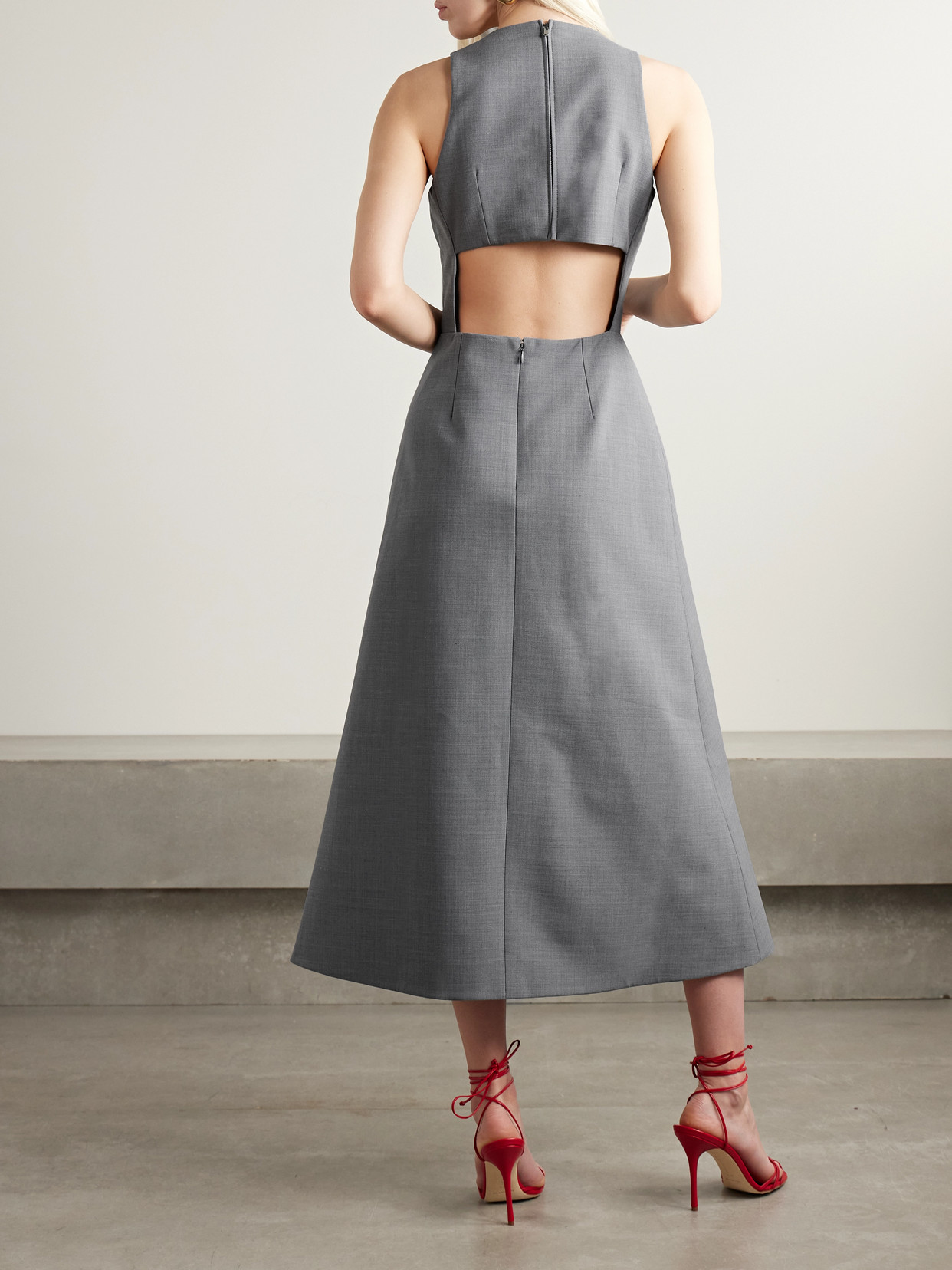EMILIA WICKSTEAD ADONICA CUTOUT WOVEN MIDI DRESS