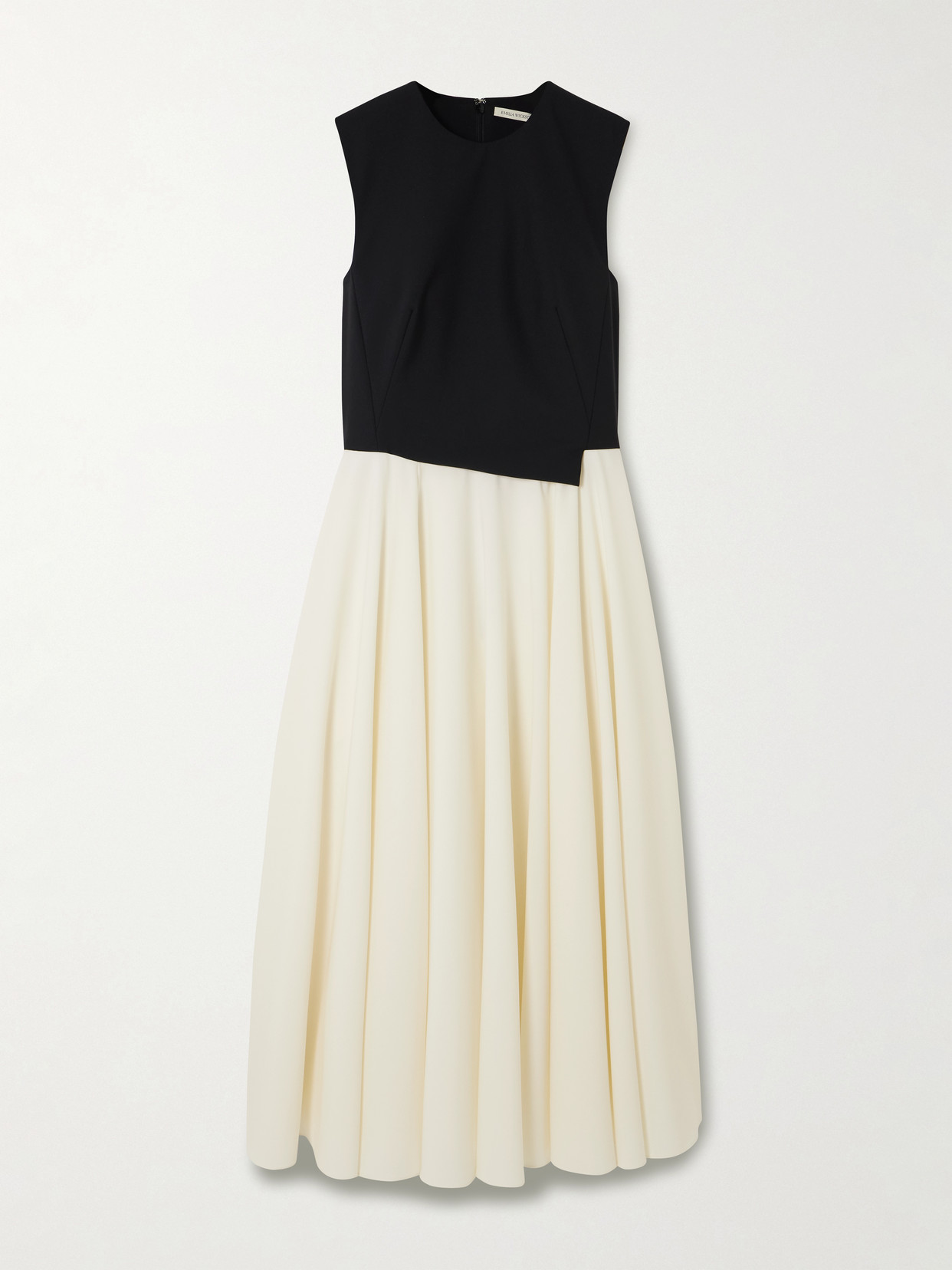 Emilia Wickstead Federica Asymmetric Woven Midi Dress In Ivory