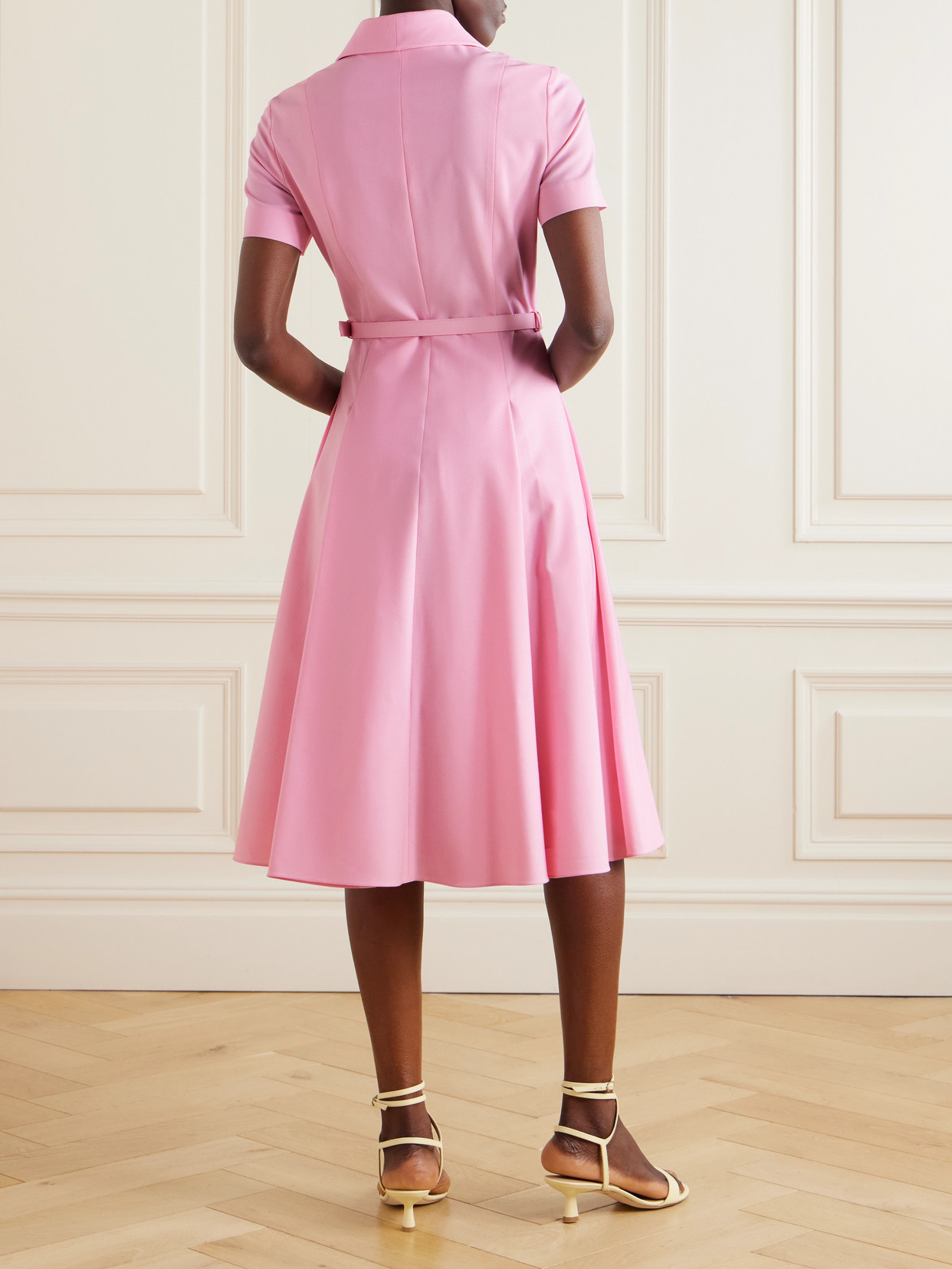 EMILIA WICKSTEAD IWONA BELTED WOVEN MIDI SHIRT DRESS