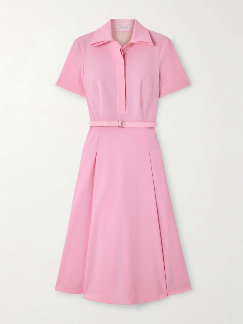 Emilia Wickstead Iwona Belted Woven Midi Shirt Dress