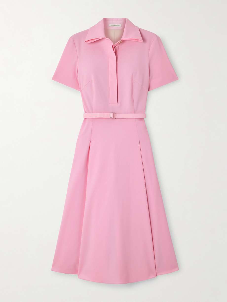 iwona belted woven midi shirt dress