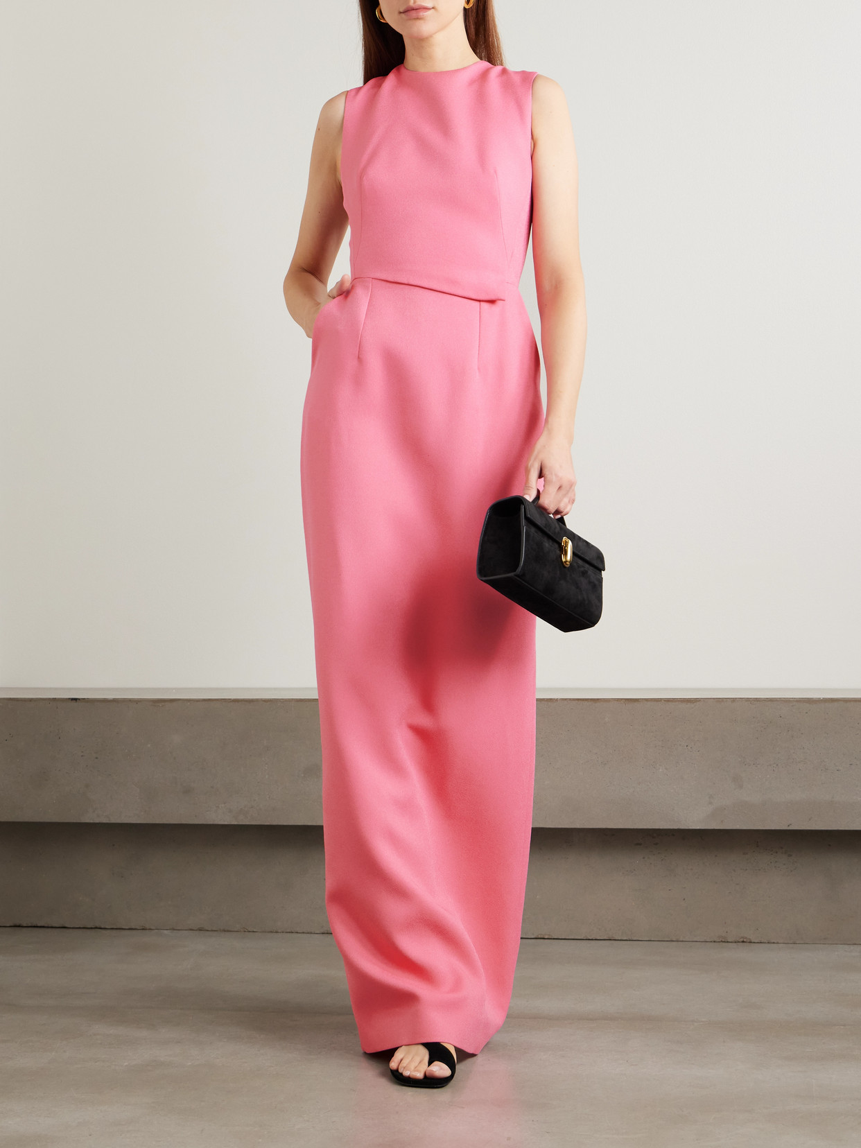 Emilia Wickstead Juulia Asymmetric Crepe Gown In Pink