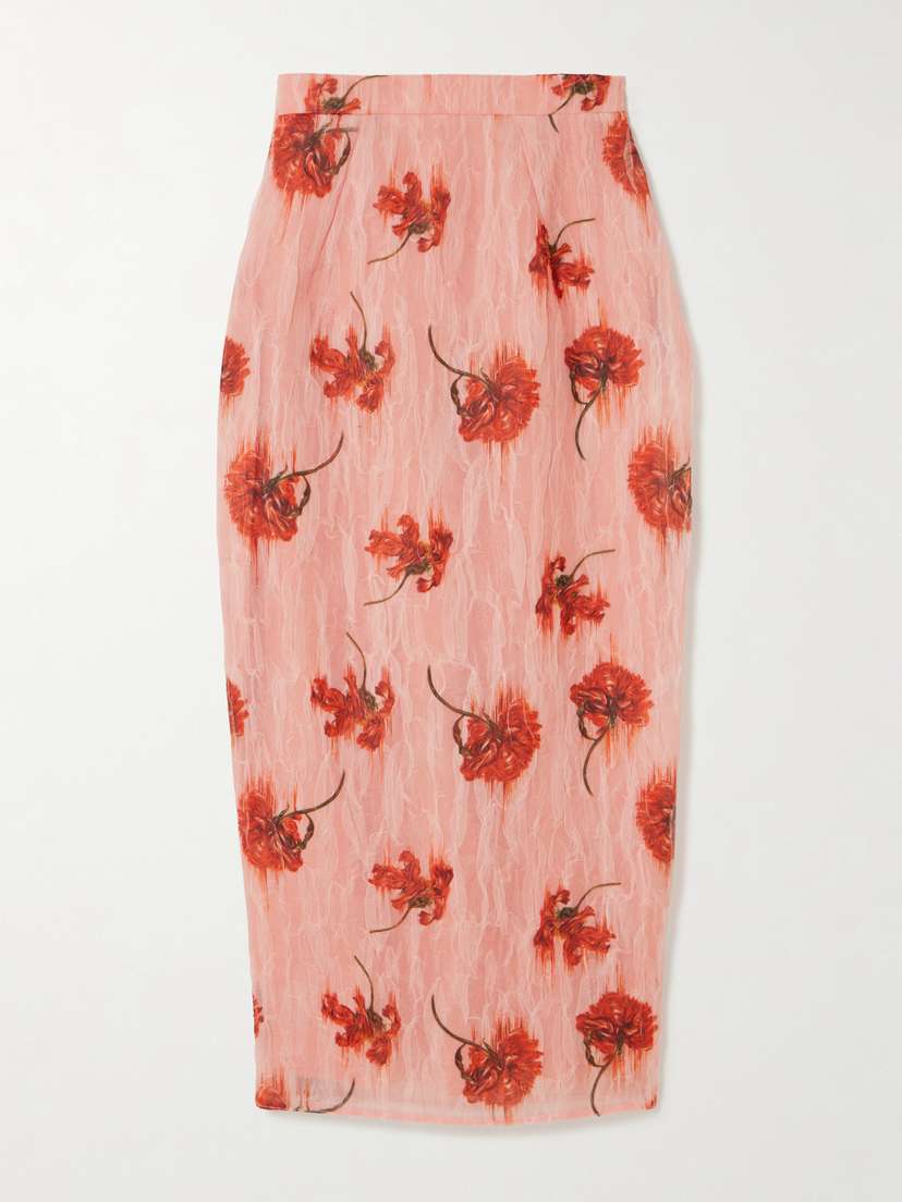 Emilia Wickstead Lorelei Floral-print Crinkled-organza Midi Skirt