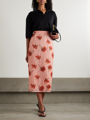 Emilia Wickstead Lorelei floral-print crinkled-organza midi skirt