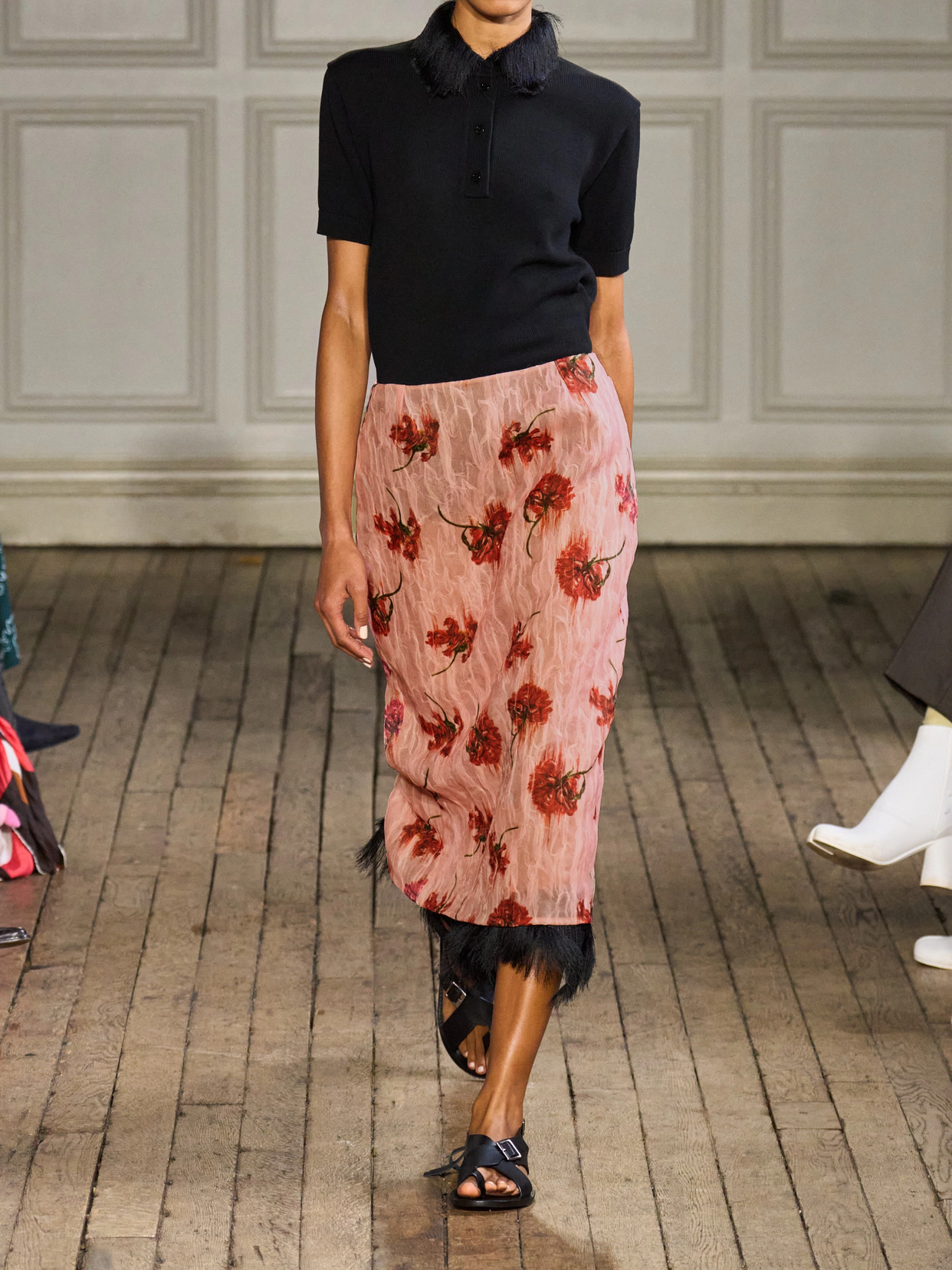 EMILIA WICKSTEAD LORELEI FLORAL-PRINT CRINKLED-ORGANZA MIDI SKIRT