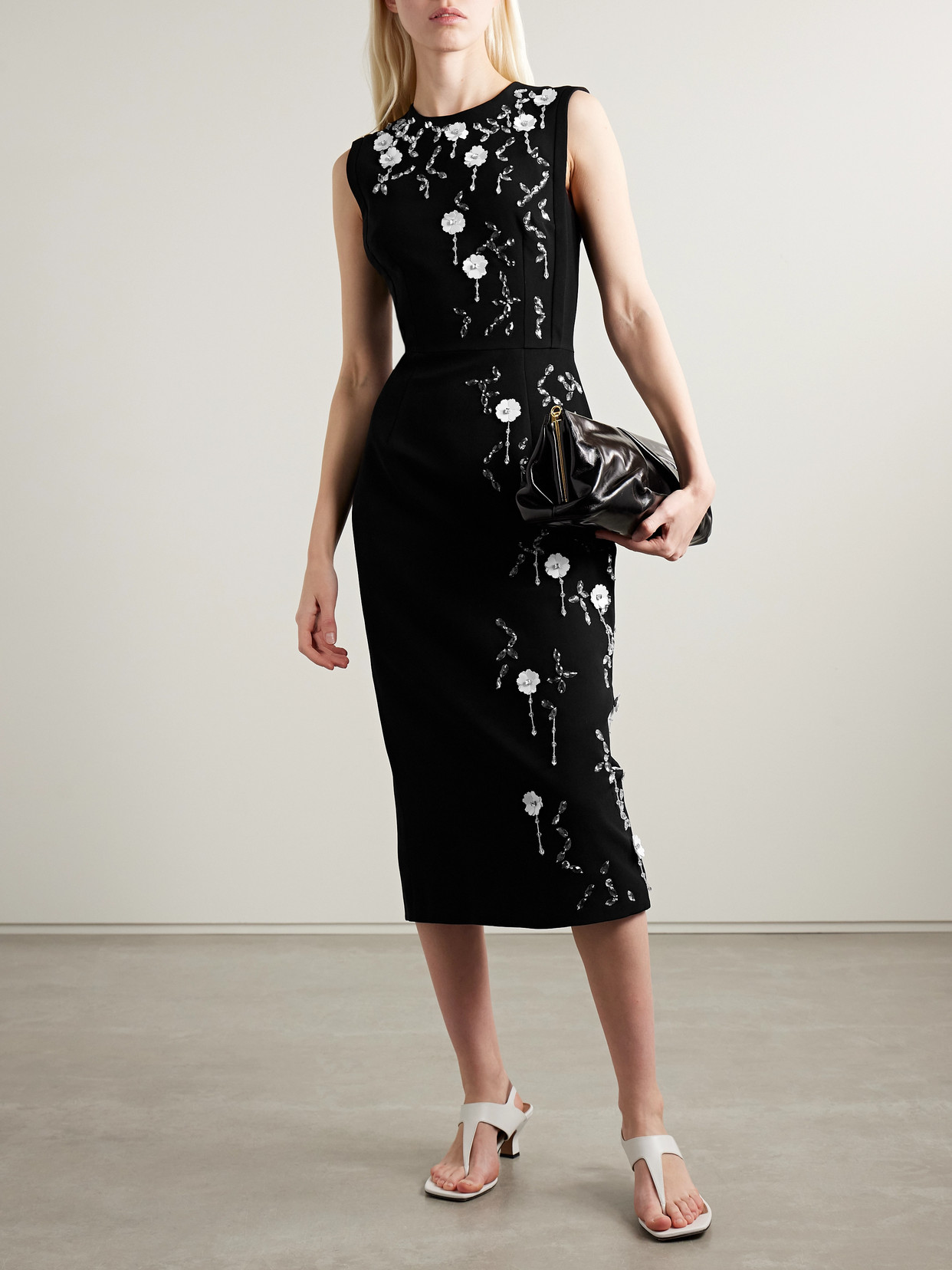 EMILIA WICKSTEAD CAPPIA EMBELLISHED CREPE MIDI DRESS
