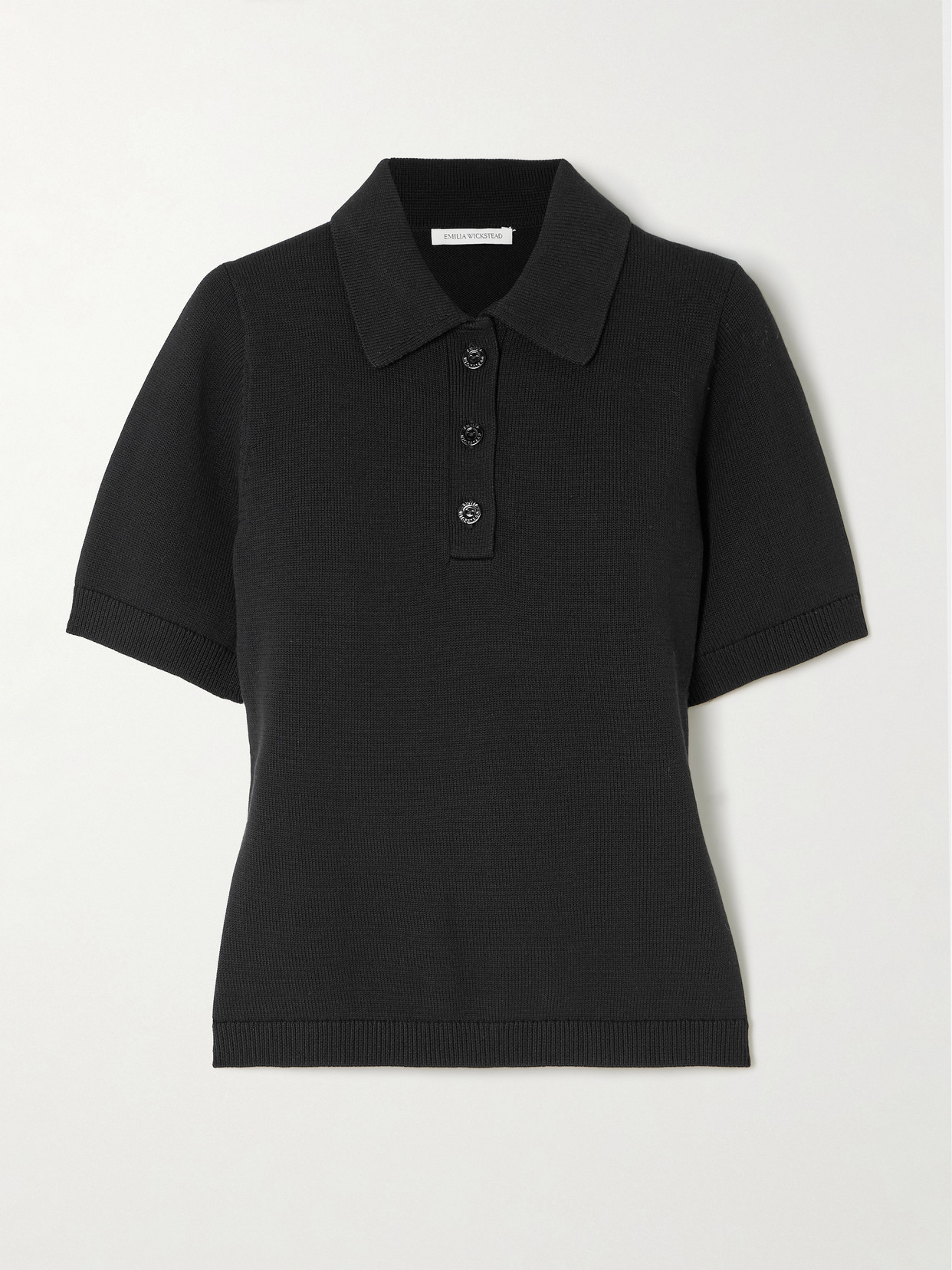 Emilia Wickstead Fairlie Cotton Jersey Polo Shirt In Black