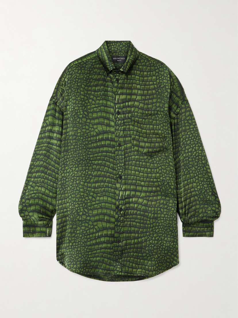 Balenciaga Cocoon Oversized Printed Silk-satin Shirt