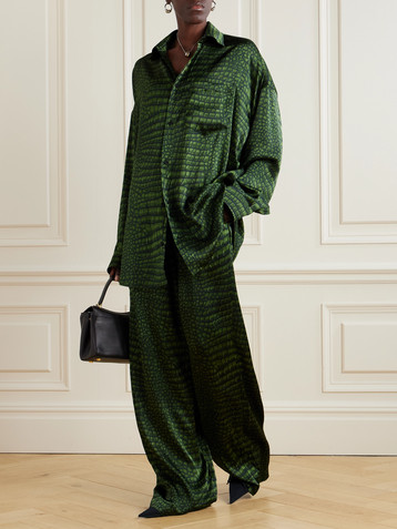 Balenciaga Cocoon oversized printed silk-satin shirt