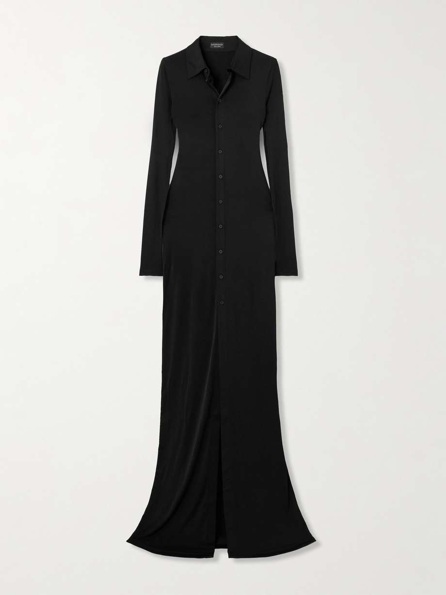 stretch-jersey maxi shirt dress