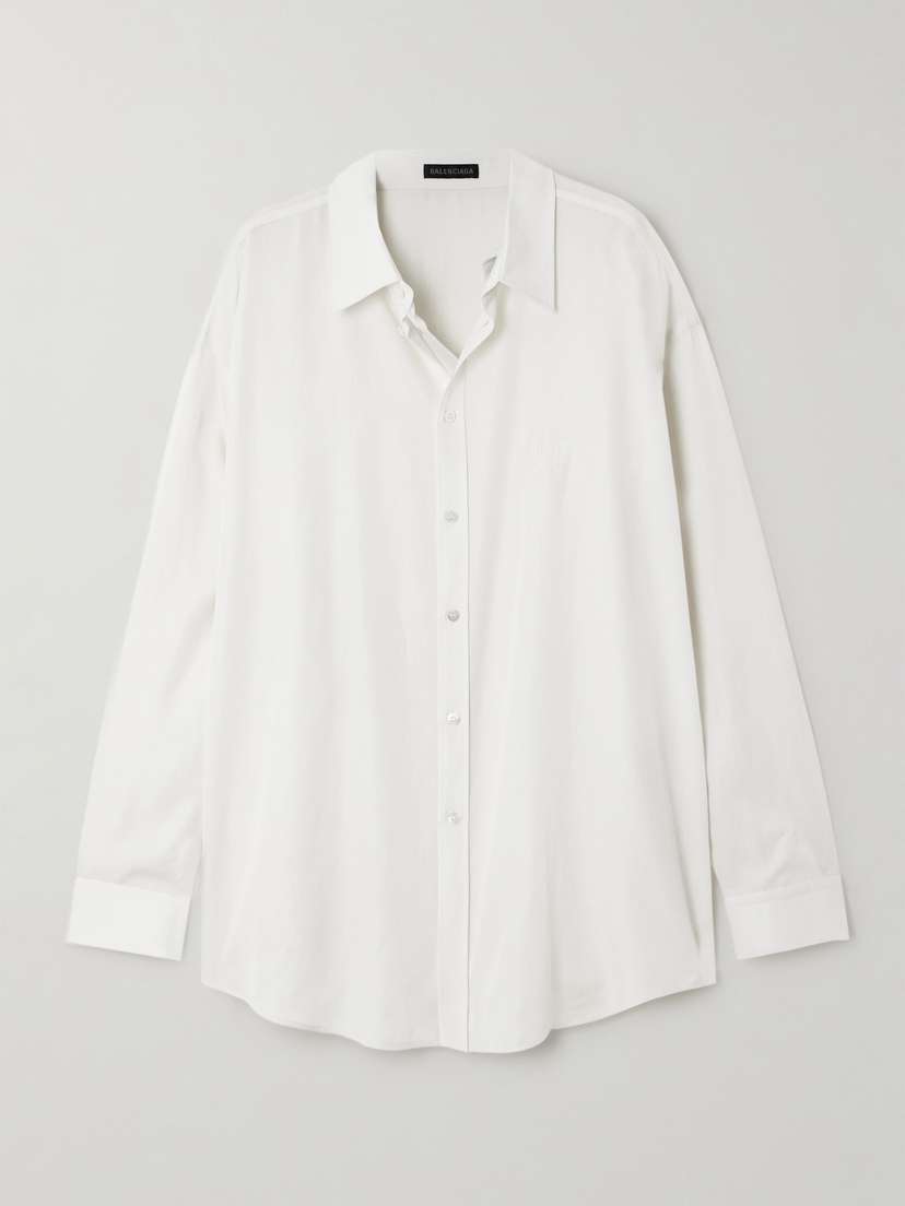 Balenciaga Oversized Embroidered Lyocell Shirt