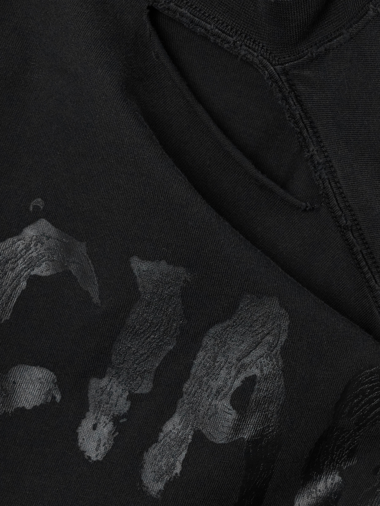 Balenciaga Oversized Distressed Printed Cotton-jersey T-shirt In Black