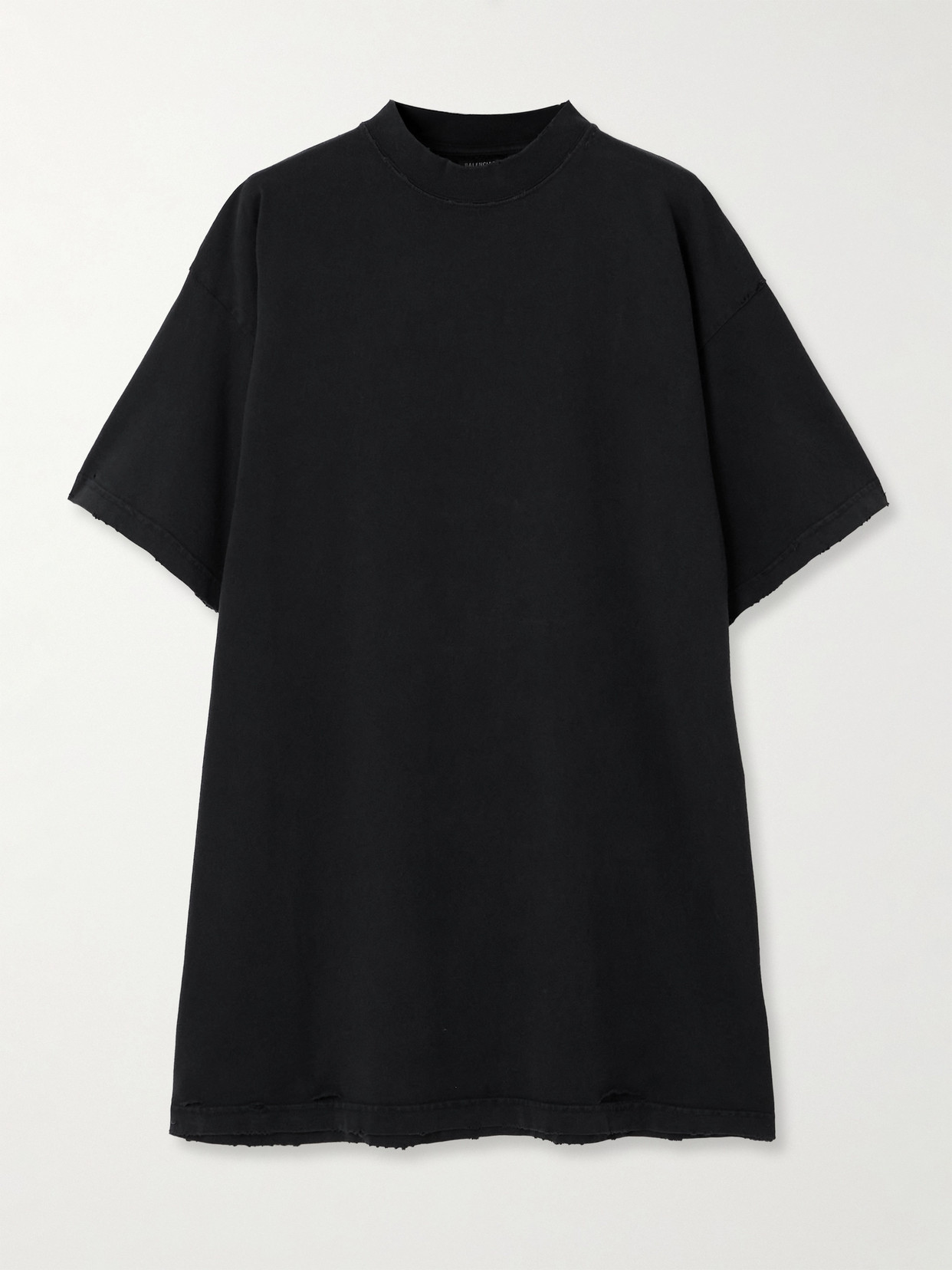 Balenciaga Oversized Distressed Printed Cotton-jersey T-shirt In Black