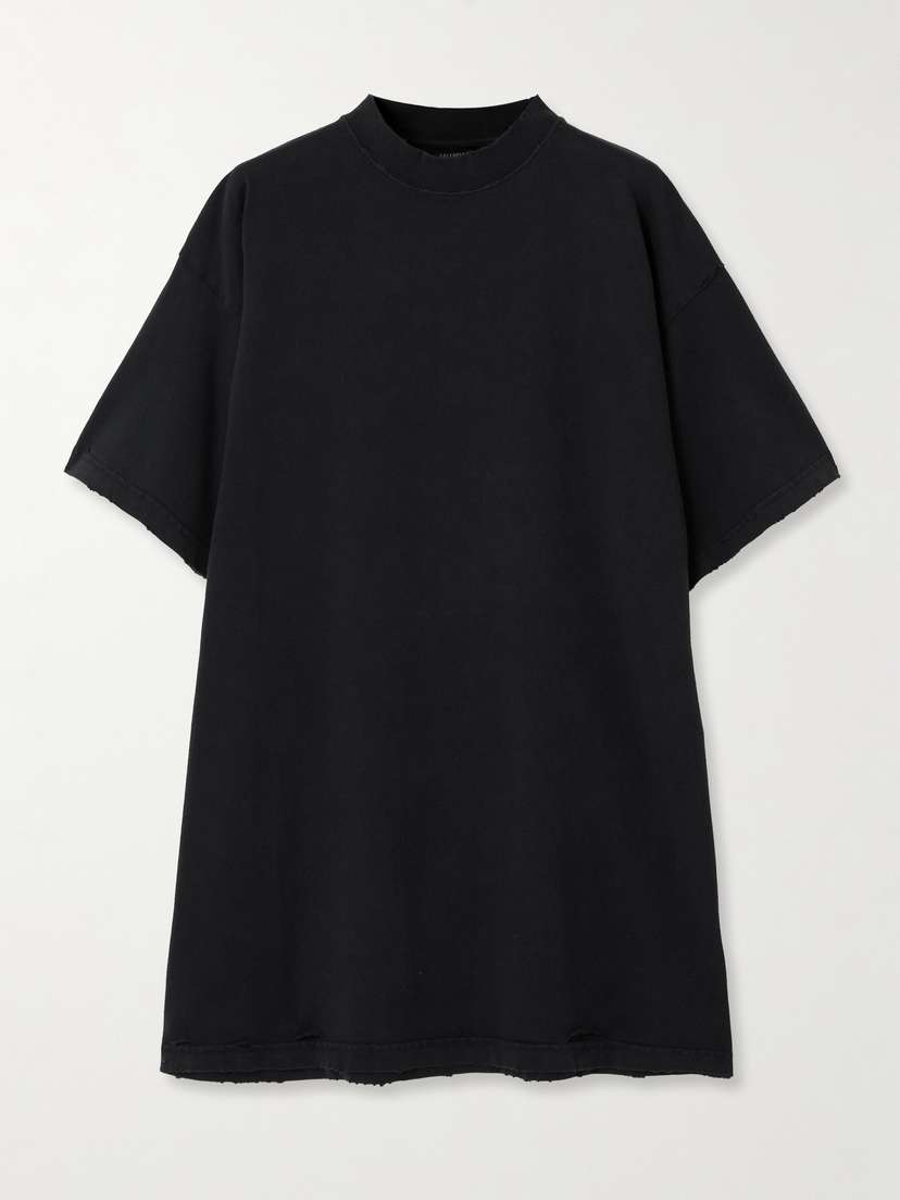 Balenciaga Oversized Distressed Printed Cotton-jersey T-shirt