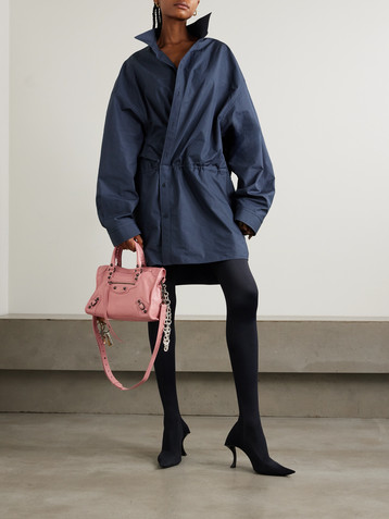 Balenciaga Asymmetric gathered cotton-poplin mini shirt dress