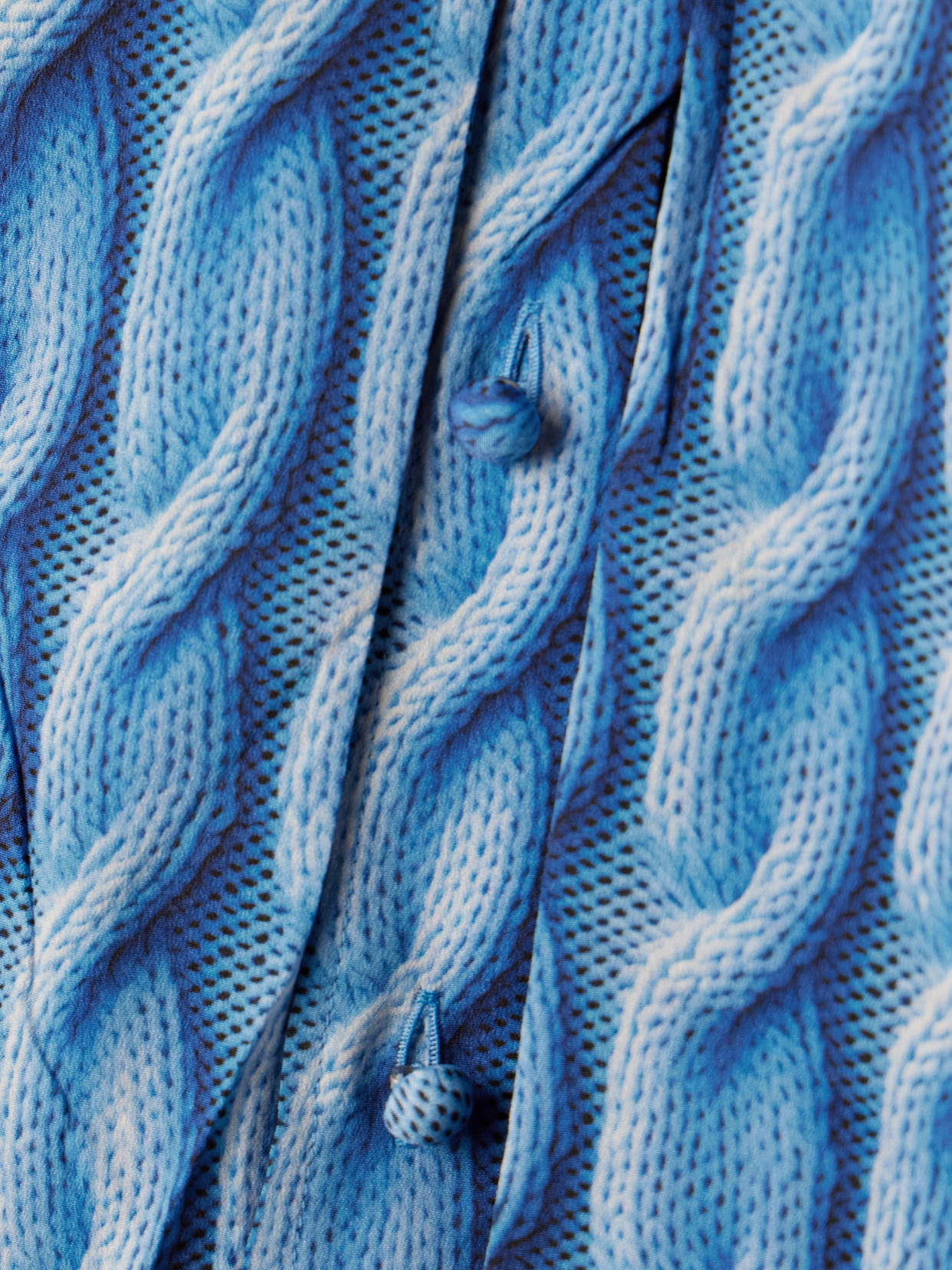 Balenciaga Patterned Drape Midi Dress In Blue