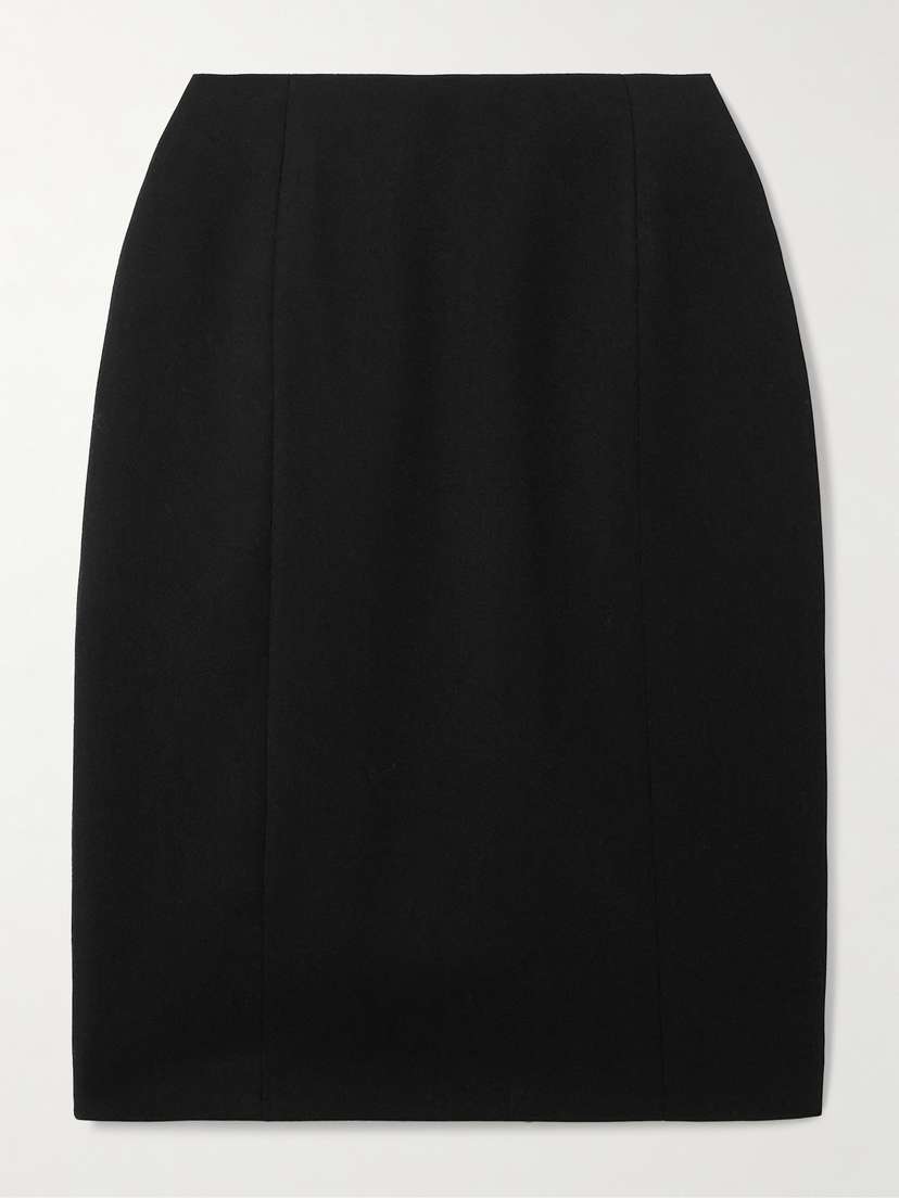 Balenciaga Hourglass Grain De Poudre Wool Midi Skirt