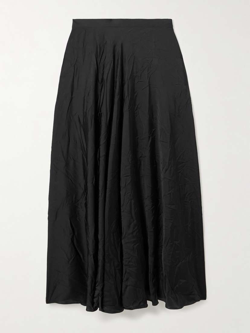 Balenciaga Pleated Crinkled-satin Midi Skirt