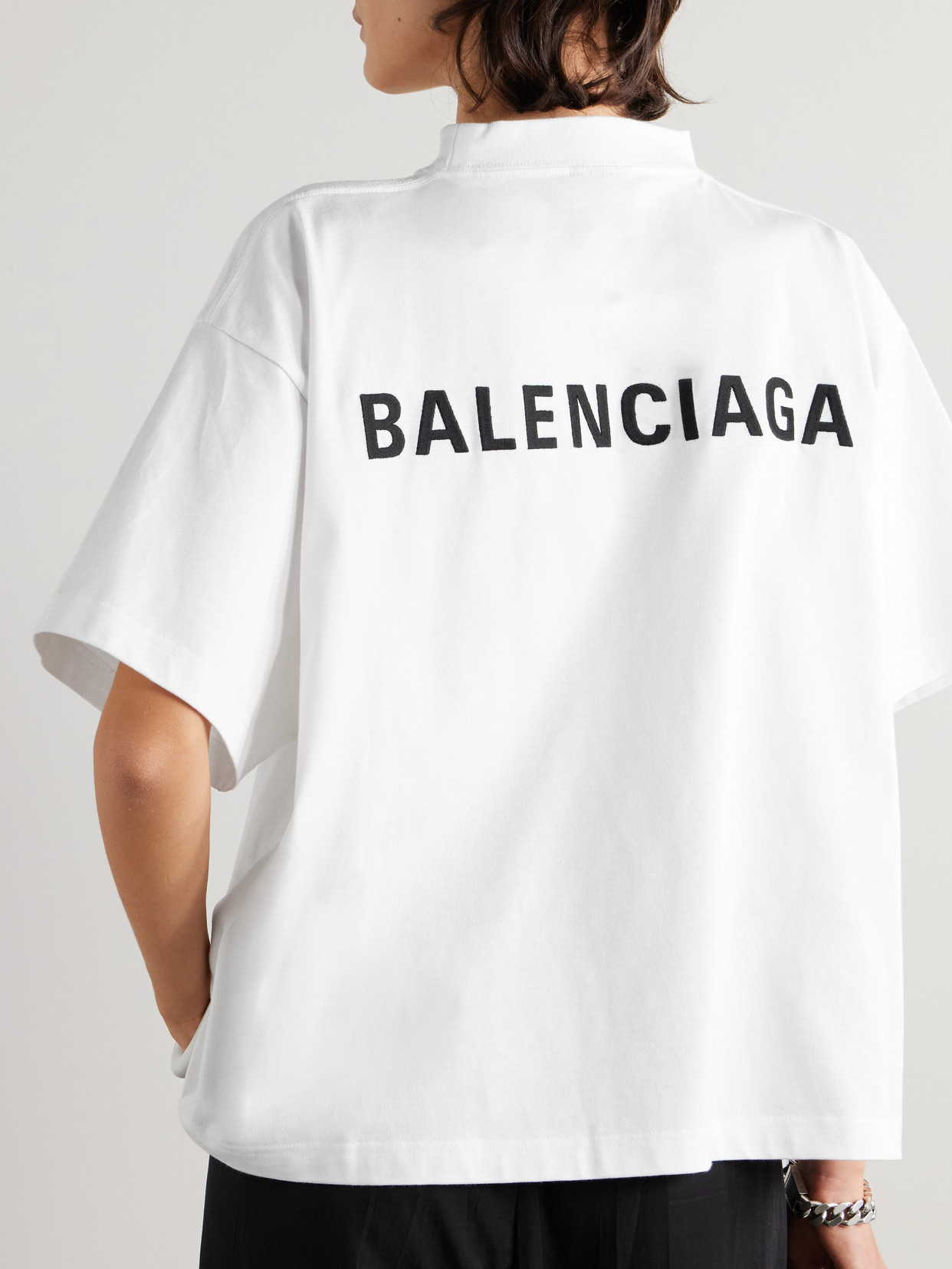Balenciaga Embroidered Cotton-jersey T-shirt In White