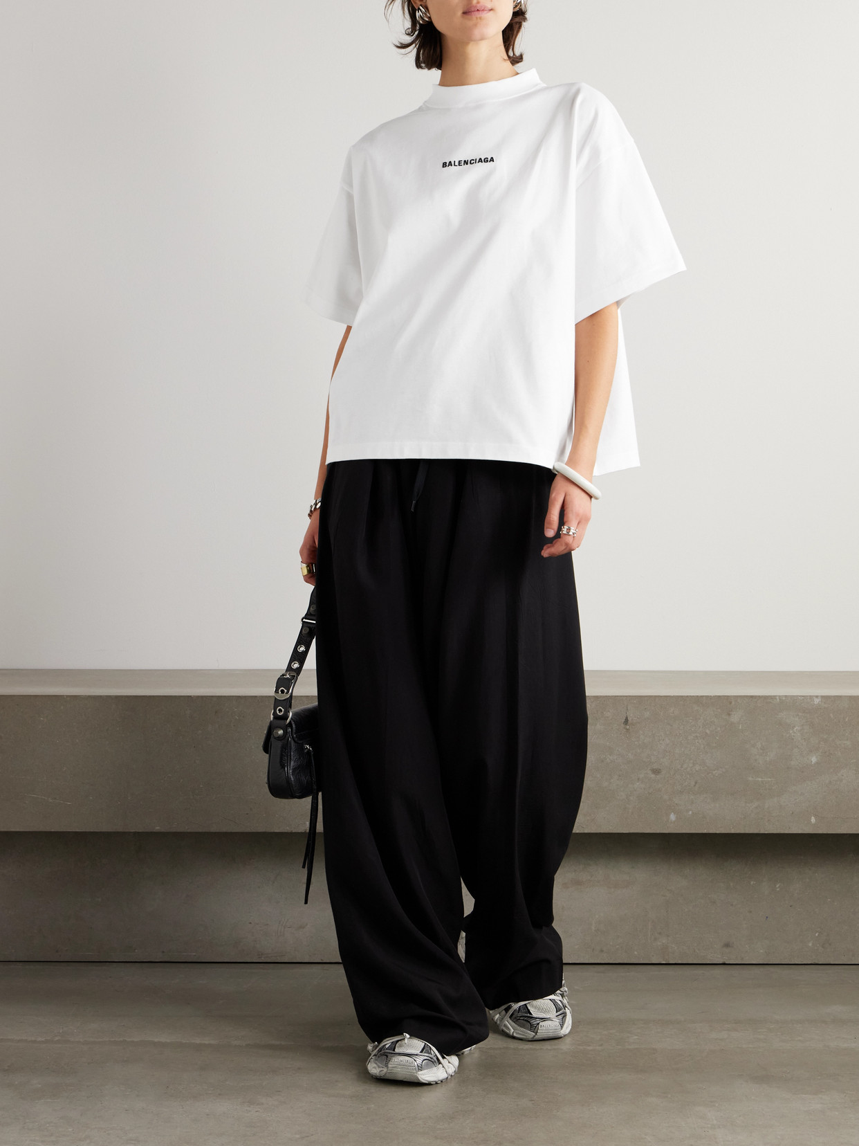 Balenciaga Embroidered Cotton-jersey T-shirt In White