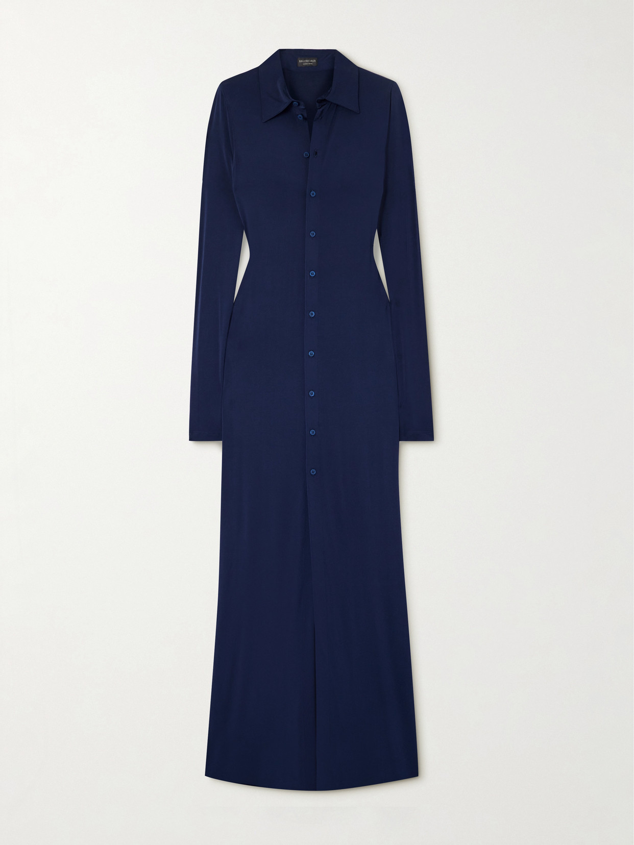 Balenciaga Stretch-jersey Maxi Shirt Dress In Blue