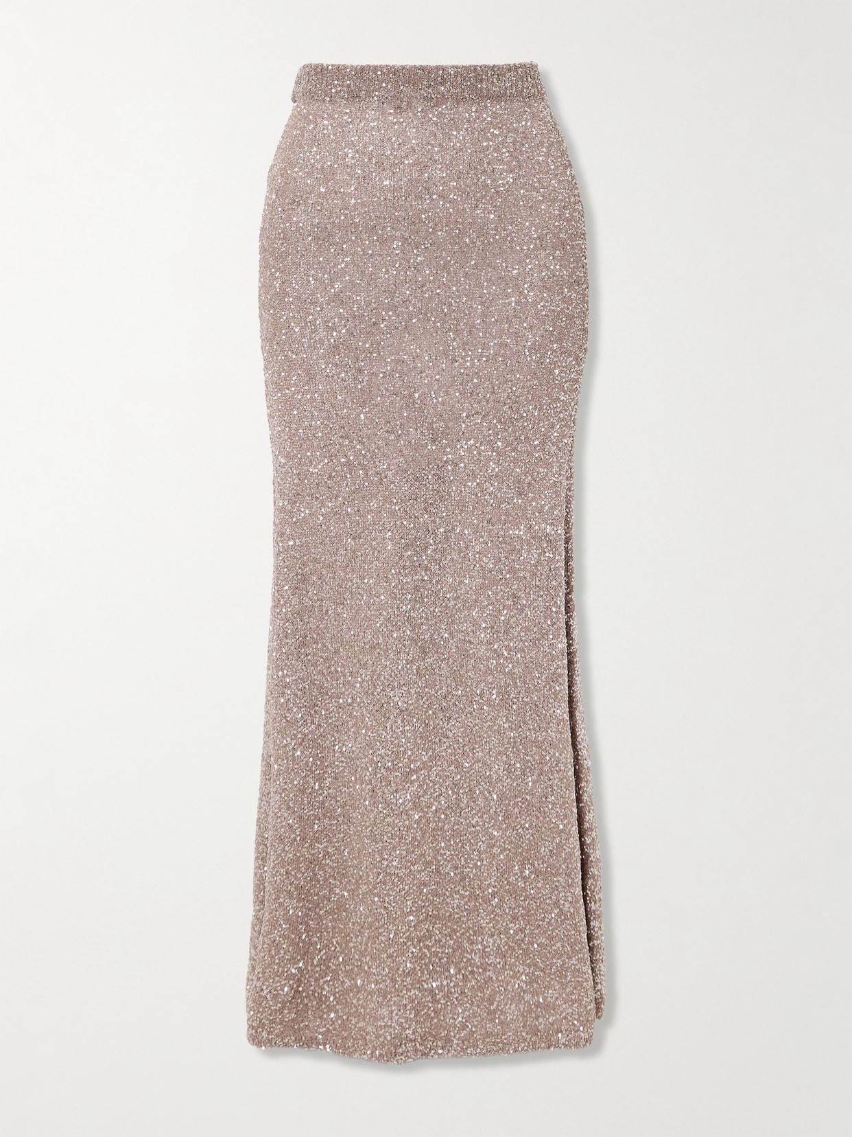 Balenciaga Sequined Knitted Maxi Skirt In Neutrals