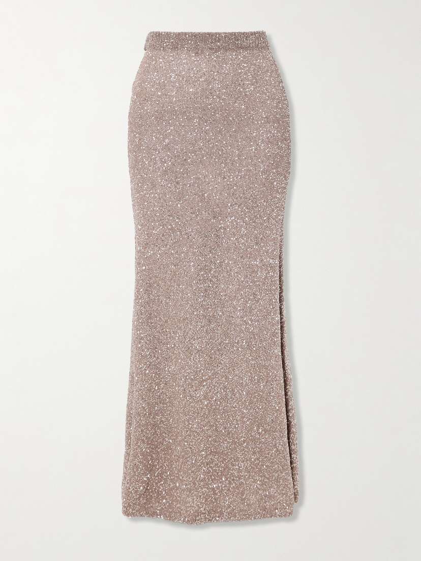Balenciaga Sequined Knitted Maxi Skirt