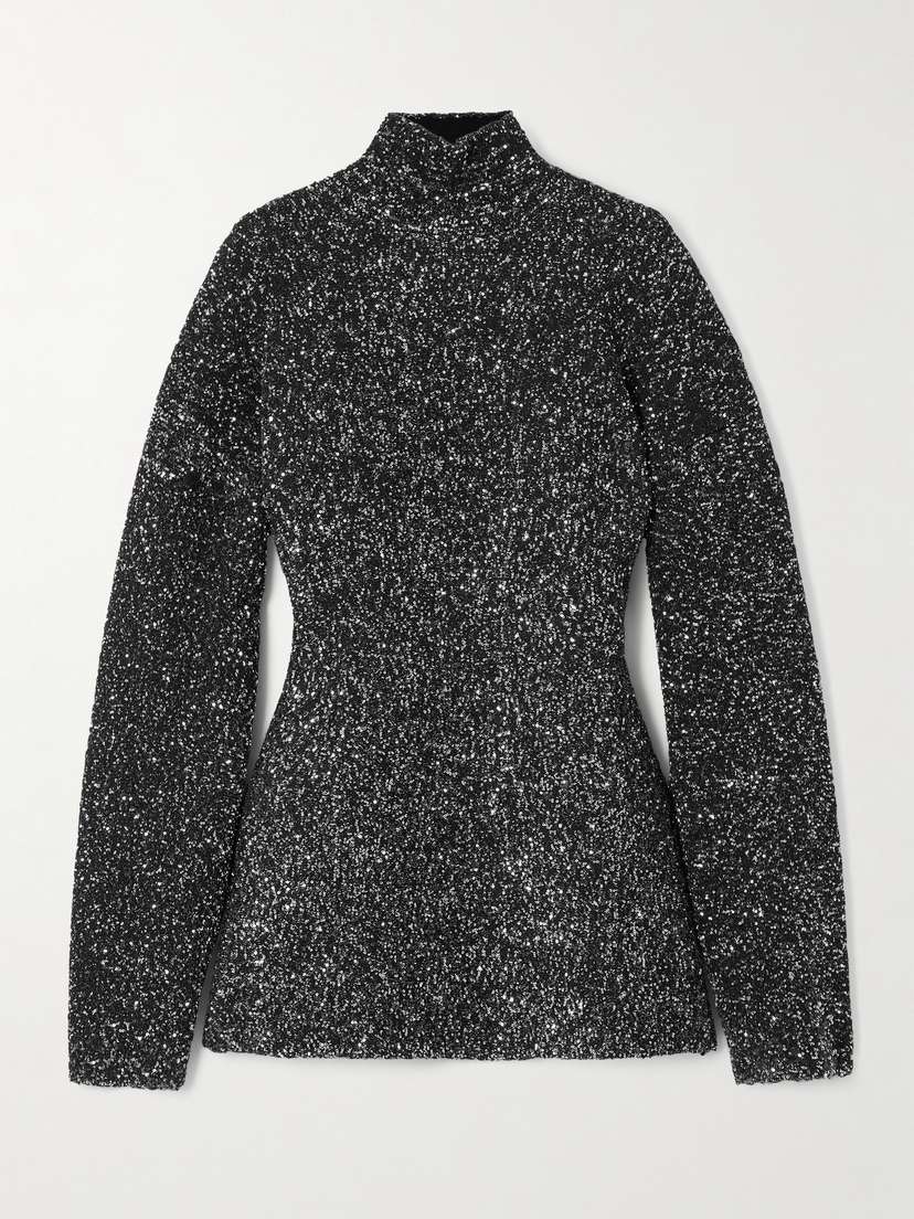 Balenciaga Sequined Knitted Turtleneck Sweater
