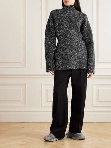 ♯31 BALENCIAGAニットワンピース七分袖イタリア製 Aライン