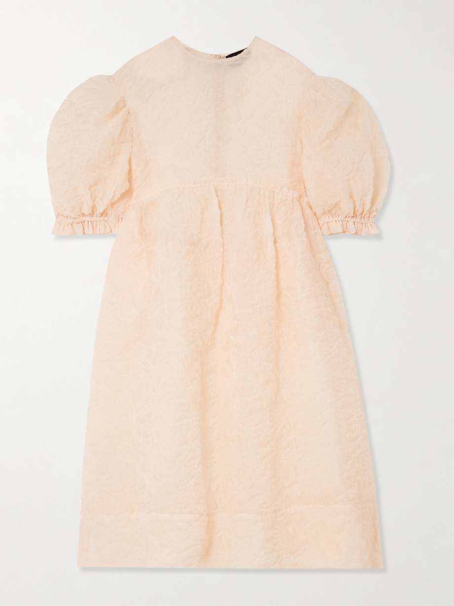 oversized ruffled crinkled organza midi dress