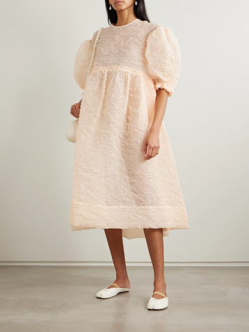 Simone Rocha Oversized ruffled crinkled organza midi dress