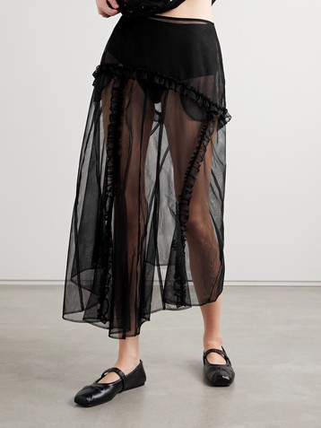 Simone Rocha Ruffled tulle midi skirt
