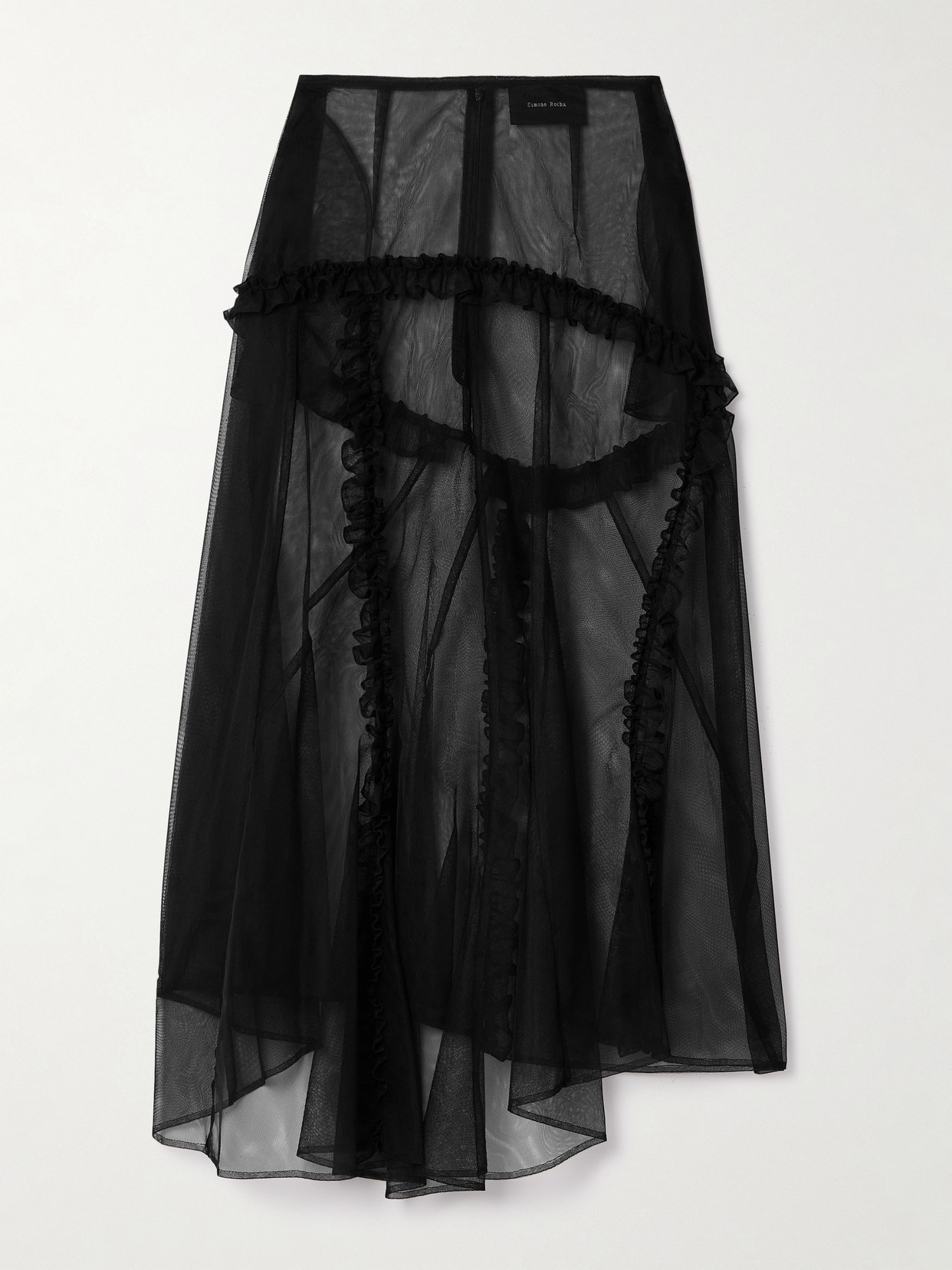 Simone Rocha - Ruffled Tulle Midi Skirt - Black