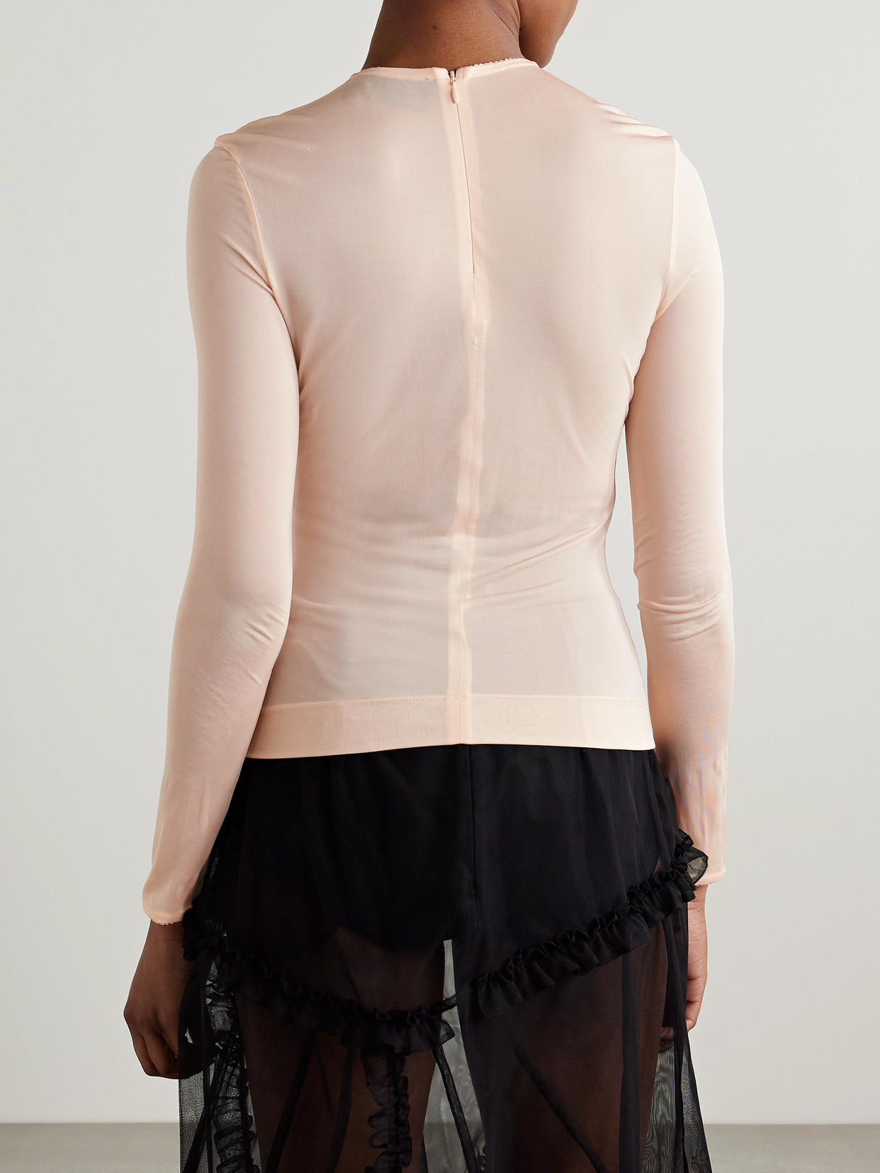 Simone Rocha Carnation-embellished Mesh Top In Pink