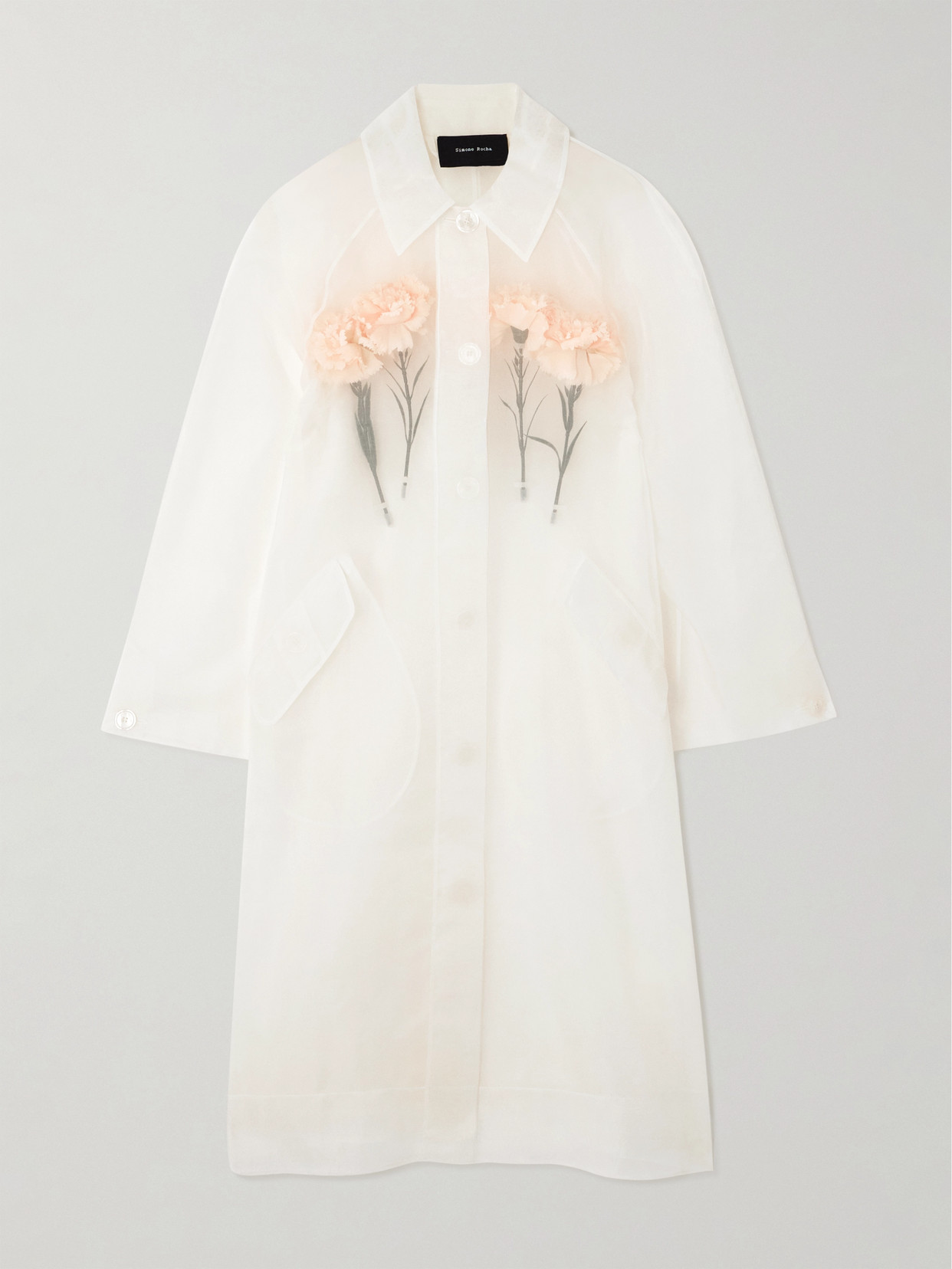Simone Rocha Embellished Silk-organza Coat In Ivory